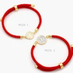 Pulso Tejido Rojo Ajustable San Benito Chapa de Oro 338