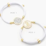 Pulso Tejido Blanco Ajustable San Benito Chapa de Oro 341