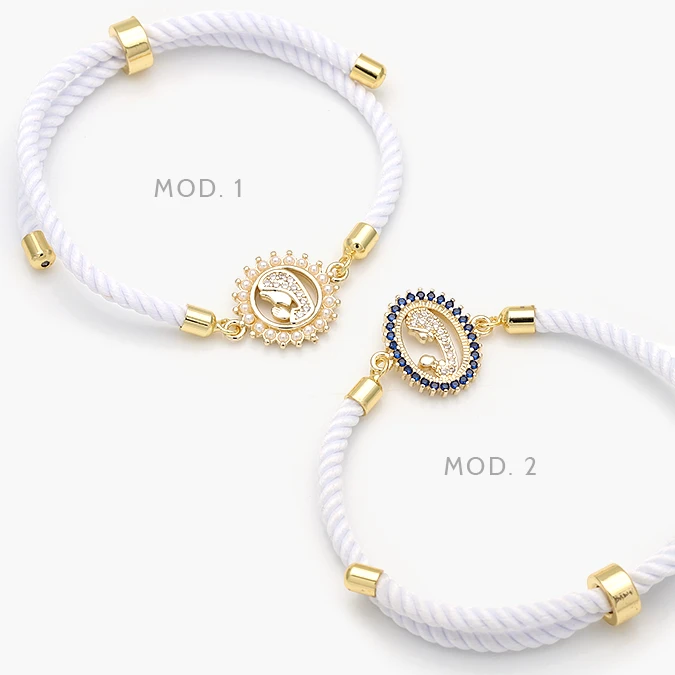 CPR0342 Pulso Tejido Blanco Ajustable Virgen Rezo Chapa de Oro 342 - Imagen 1