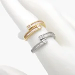 Anillo Ajustable Zirconias Blancas Chapa de Oro/Rodio 1413