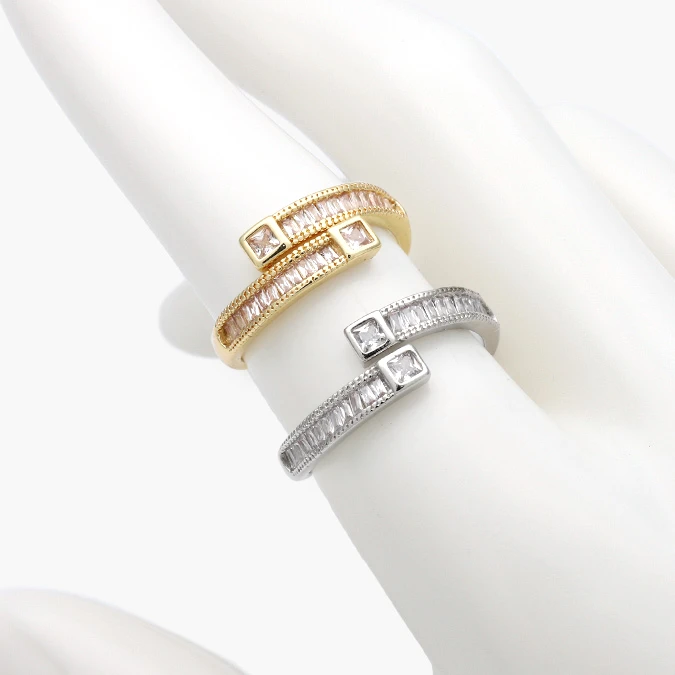 CTB1413 Anillo Ajustable Zirconias Blancas Chapa de Oro/Rodio 1413 - Imagen 1