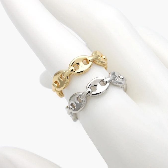 CTB1414 Anillo Ajustable Eslabones Chapa de Oro/Rodio 1414 - Imagen 1
