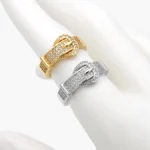 Anillo Ajustable Cinturón Hebilla Chapa de Oro/Rodio 1415