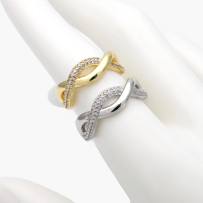 CTB1417 Anillo Ajustable Zirconias Chapa de Oro/Rodio 1417 - Imagen 1
