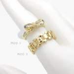 Anillo Ajustable Eslabones Moño Chapa de Oro 1420
