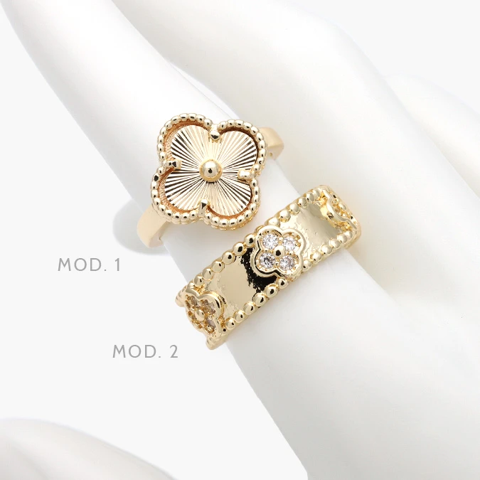 CTB1425 Anillo Flores Trébol Chapa de Oro 1425 - Imagen 1