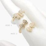 Anillo Ajustable Moños Zirconias Chapa de Oro 1426