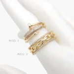 Anillo Clavo Eslabones Zirconias Chapa de Oro 1428