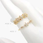 Anillo Churumbela Flores Zirconias Chapa de Oro 1429 - Modelo 1