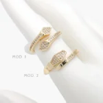 Anillo Ajustable Serpientes Zirconias Chapa de Oro 1430