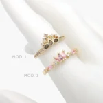 Anillo Ajustable Corona Zirconias Chapa de Oro 1432