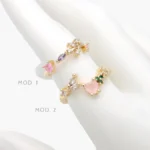 Anillo Ajustable Corazones Zirconias Chapa de Oro 1433 - Modelo 1