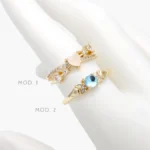 Anillo Ajustable Corazón Zirconia Chapa de Oro 1437