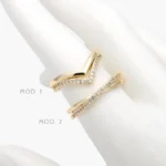 Anillo Ajustable Zirconias Blancas Chapa de Oro 1439 - Modelo 1