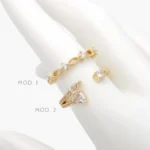 Anillo Ajustable Zirconias Chapa de Oro 1440