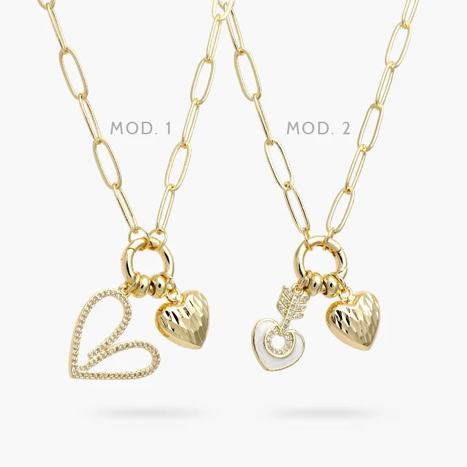 CTD0737 Collar Corazones Chapa de Oro 737 - Imagen 1