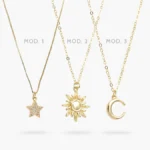 Collar Estrella Sol y Luna Chapa de Oro 738