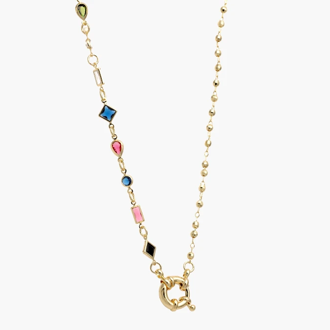 CTD0743 Collar Zirconias Colores Chapa de Oro 743 - Imagen 1