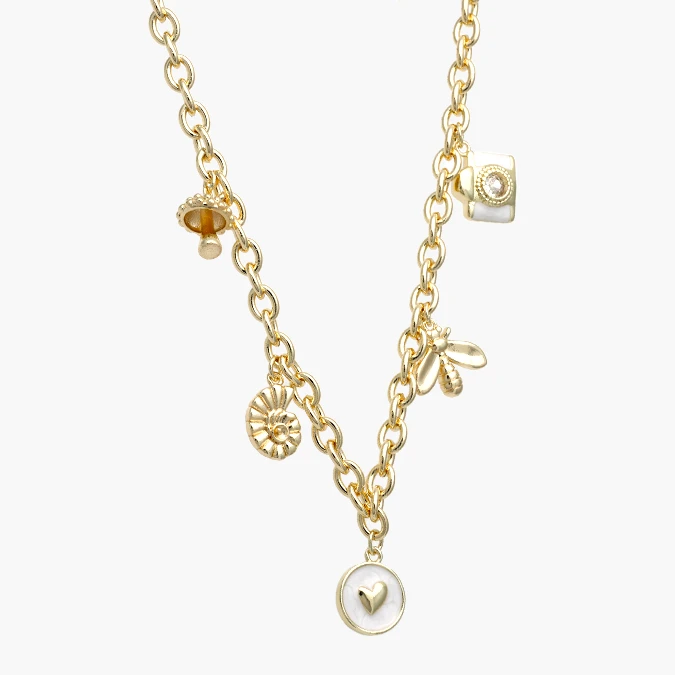 CTD0744 Collar Corazones Concha Abeja Chapa de Oro 744 - Imagen 1