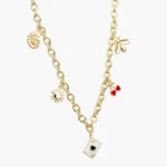 Collar Carta Poker Sol Cereza Chapa de Oro 745