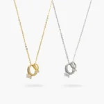 Collar Anillos Zirconia Chapa de Oro/Rodio 747