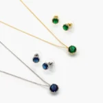 Juego Fiesta Zirconia Azul y VerdeChapa de Oro 184 - Verde