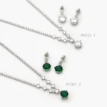 Juego Fiesta Zirconia Verde y Blanca Chapa de Rodio 189