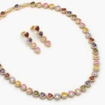Juego Fiesta Corazones Zirconias Colores Chapa de Oro 190