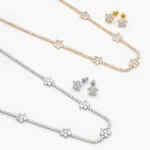 Juego Fiesta Estrellas Zirconias Blancas Chapa de Oro 202 - Oro