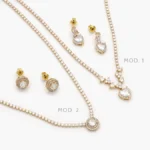 Juego Fiesta Zirconias Blancas Chapa de Oro 207