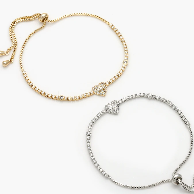 CTP0797 Pulso Ajustable Corazones Chapa de Oro/Rodio 797 - Imagen 1
