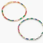 Pulso Tenis Zirconias Colores Chapa de Oro/Rodio 803