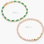 Pulso Tenis Zirconias Colores Chapa de Oro 804 - Verde