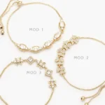 Pulso Ajustable Zirconias Flores Mariposas Chapa de Oro 880