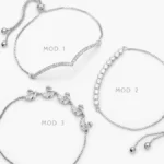 Pulso Ajustable Cisne Zirconias Blancas Chapa de Rodio 884