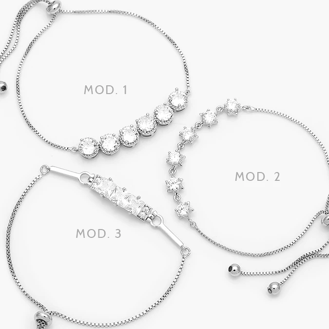 MPU0892 Pulso Ajustable Zirconias Chapa de Rodio 892 - Imagen 1
