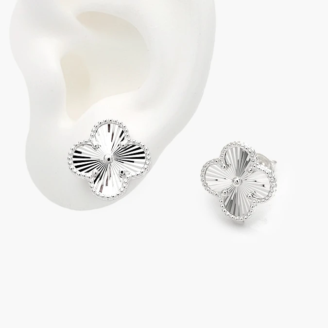 PA0169 Arracadas Plata .925 Flor Trébol 0169 - Imagen 1